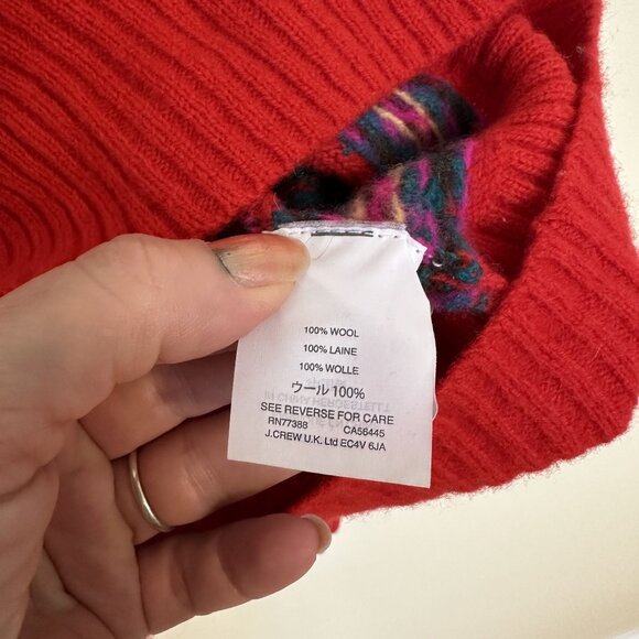 J. Crew Womens Red Fair Isle Wool Sweater  Size S Juniors 12 - Picture 3 of 9